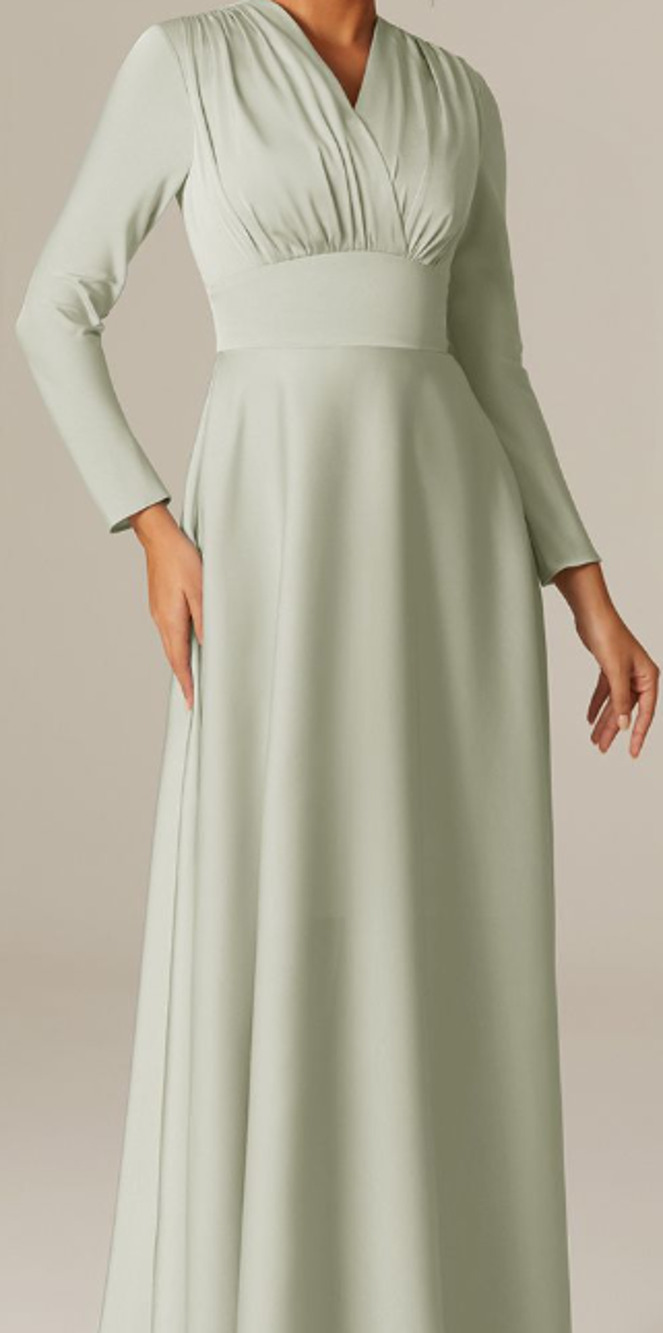 AW BRIDAL 6 S April sage green long sleeve maxi dress formal maxi dress NEW B48